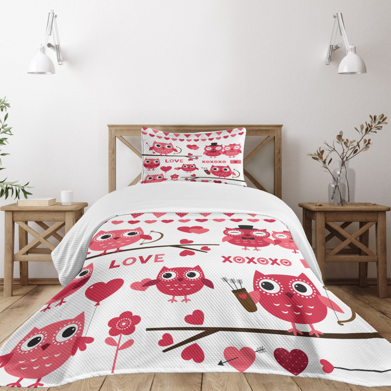 Romantic Owls Arrows Bedspread Set