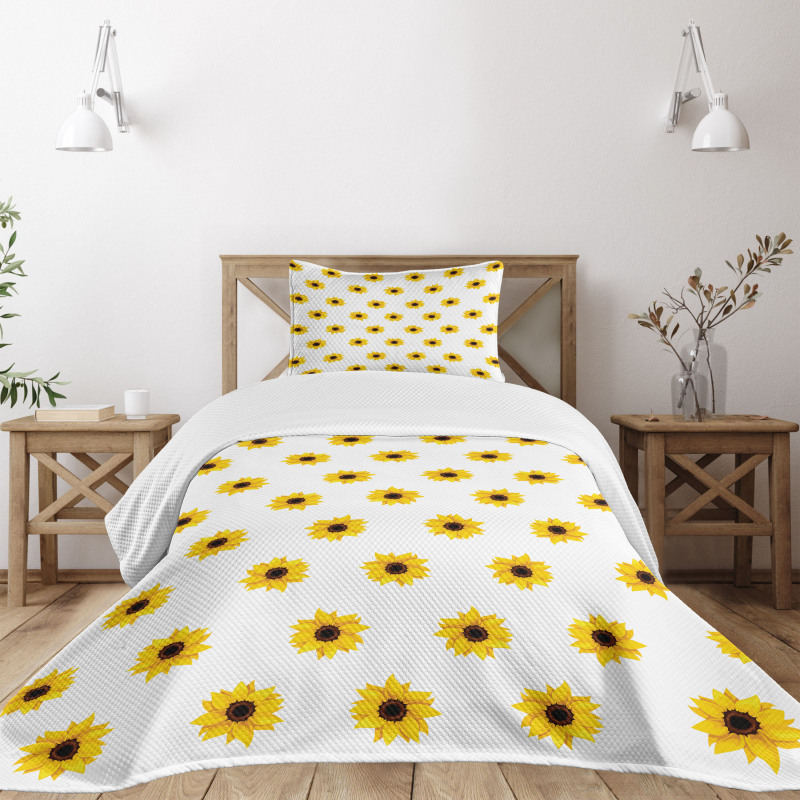 Sunflower Pattern Nature Bedspread Set