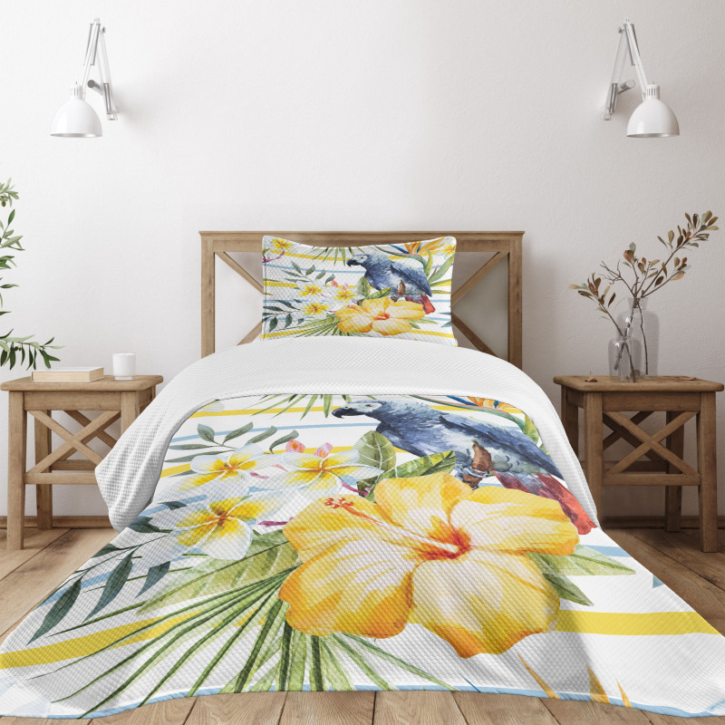 Tropic Exotic Parrots Bedspread Set