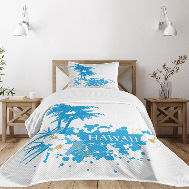 Hawaiian Island Aqua Bedspread Set
