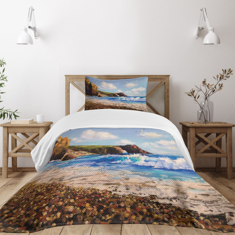 Sea Coast by Beach Rock Bedspread Set