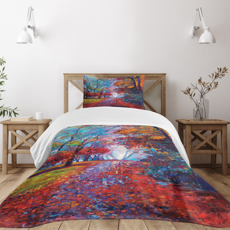 Trees Park Fall Autumn Bedspread Set