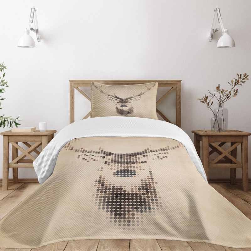 Deer Portrait with Dots Bedspread Set