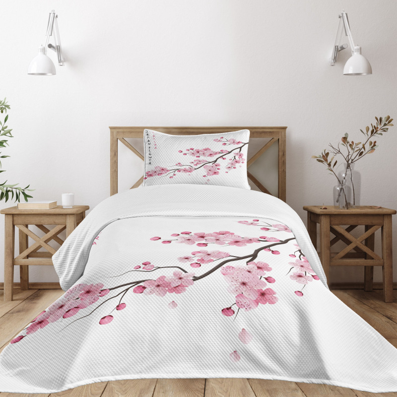 Japanese Cherry Branch Bedspread Set