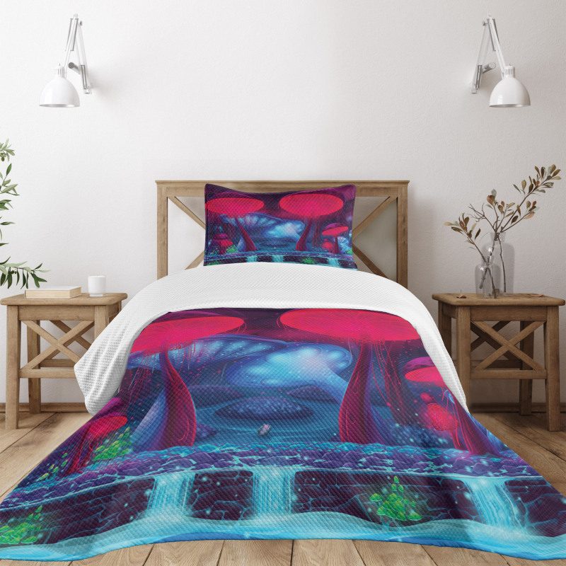 Mushrooms Vibrant Colors Bedspread Set