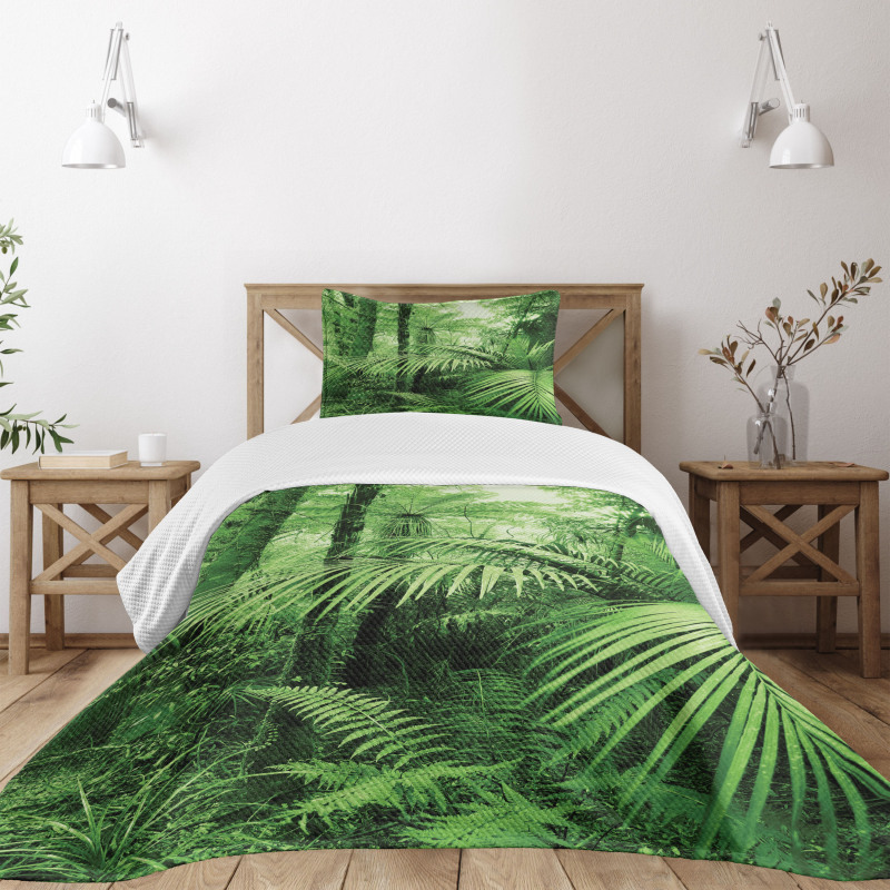 Palm Trees Exotic Plants Bedspread Set