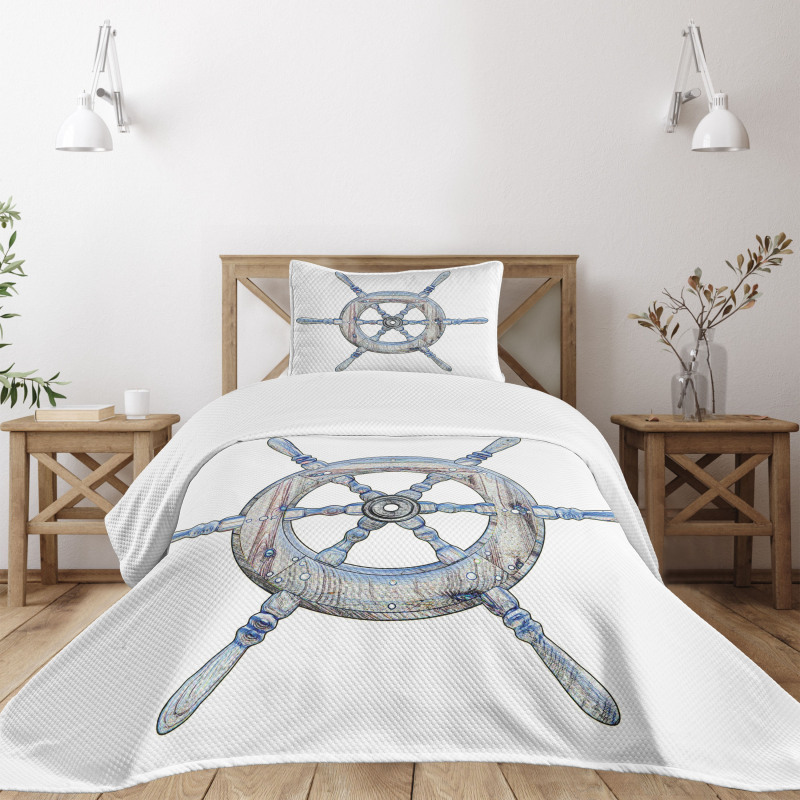 Wooden Ship Wheel Bedspread Set