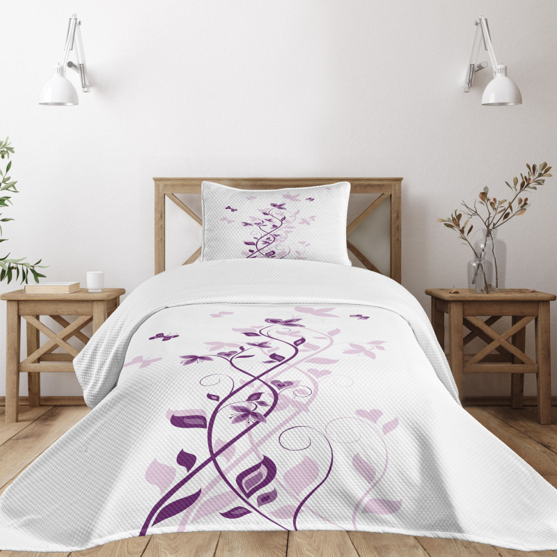 Violet Tree Blossoms Bedspread Set