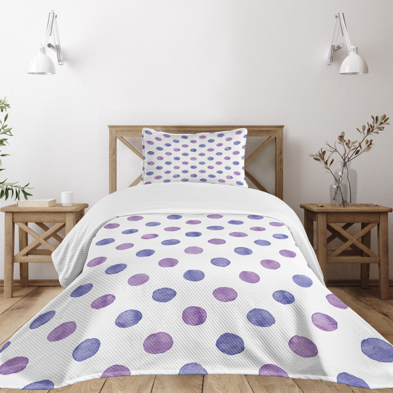 Watercolor Polka Dots Bedspread Set