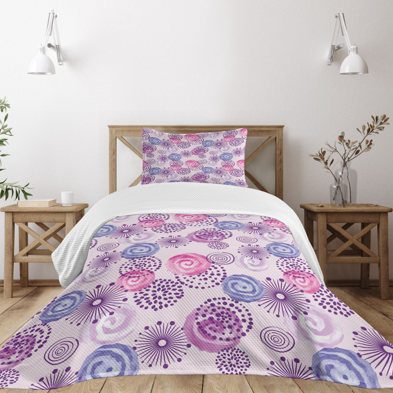 Watercolor Flower Art Bedspread Set