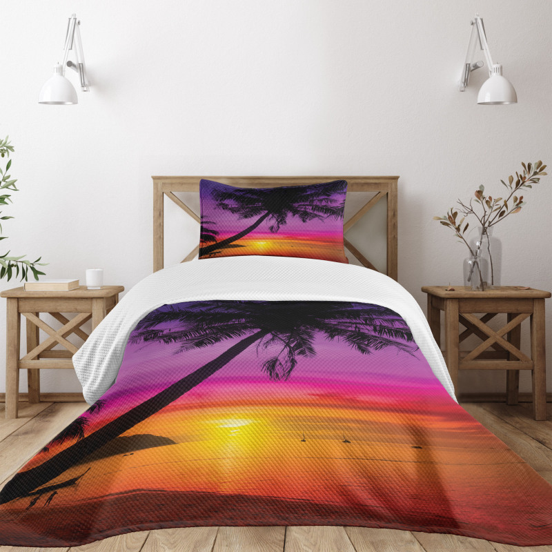 Palm Shadow at Sunset Bedspread Set