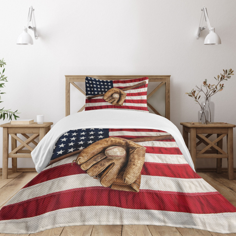 Grunge Baseball Bedspread Set