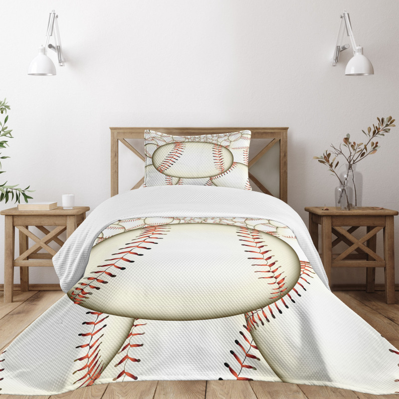 Baseball Ball Pattern Bedspread Set