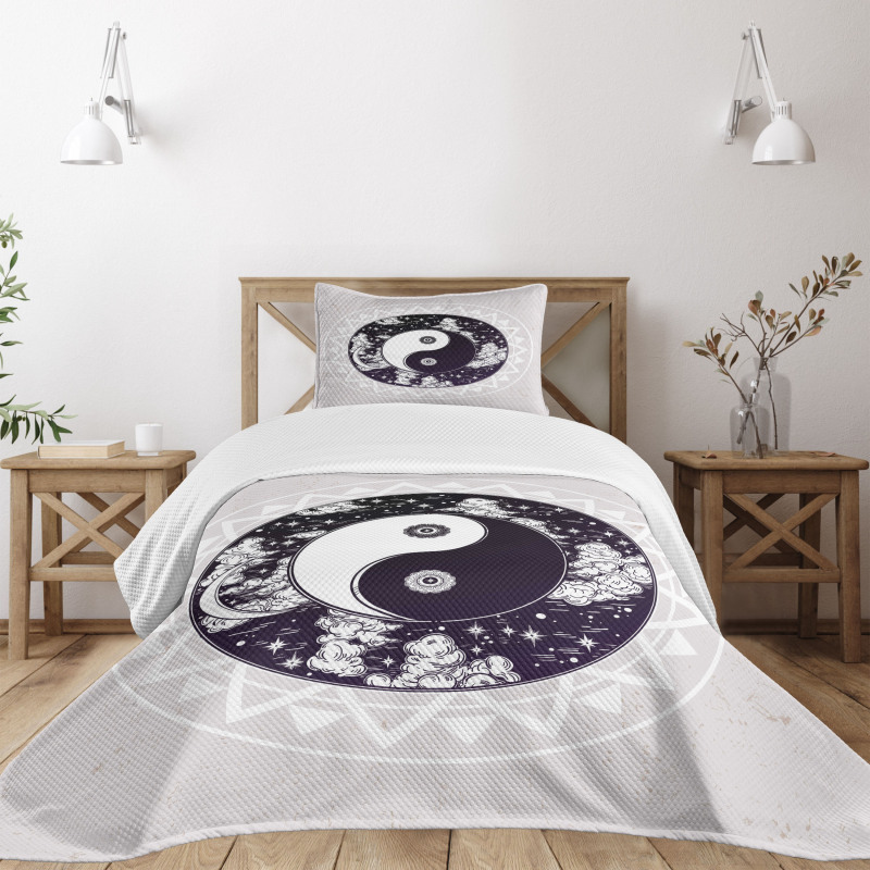 Ying Yang Boho Art Bedspread Set