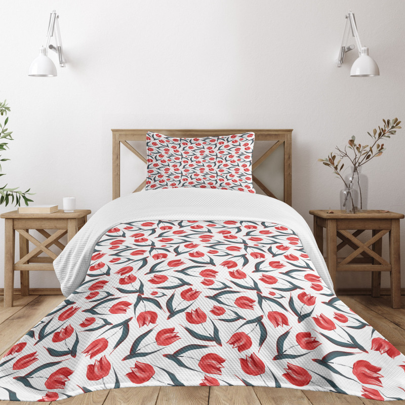 Vintage Inspired Tulips Bedspread Set