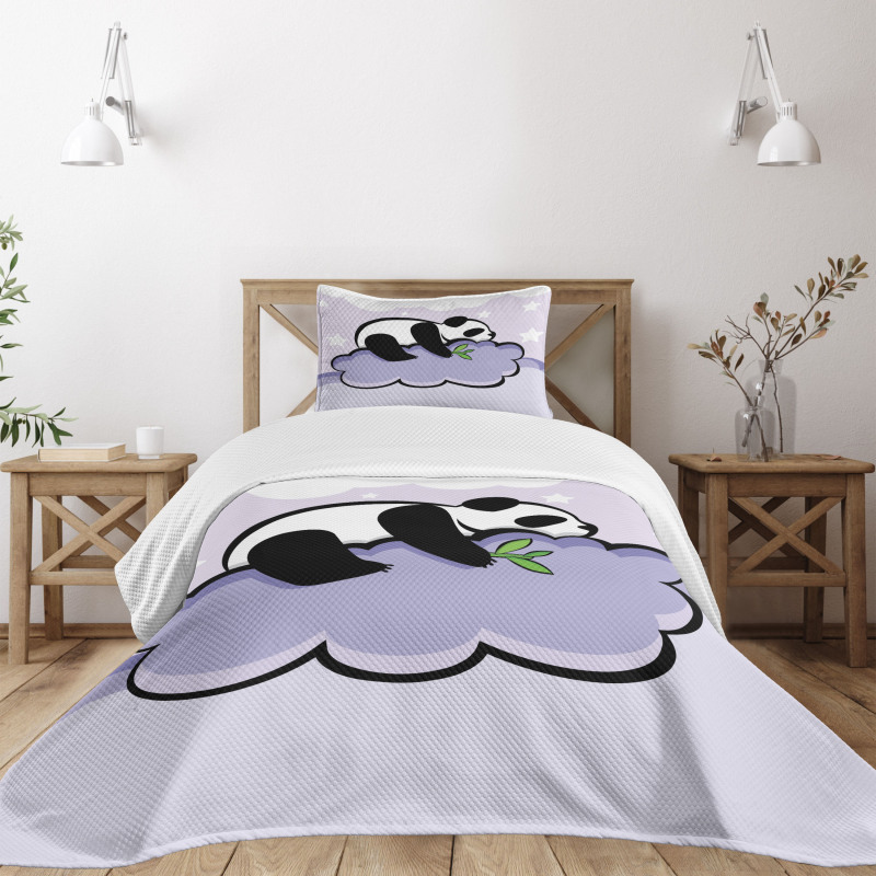 Sleeping Panda on Cloud Bedspread Set