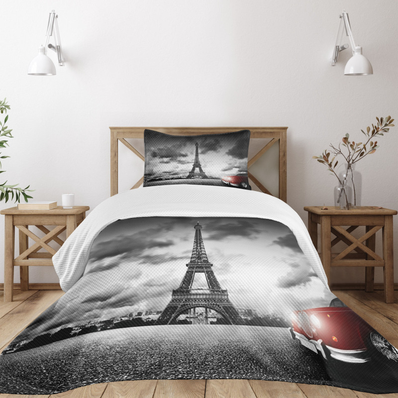 Eiffel Tower Cloudy Day Bedspread Set