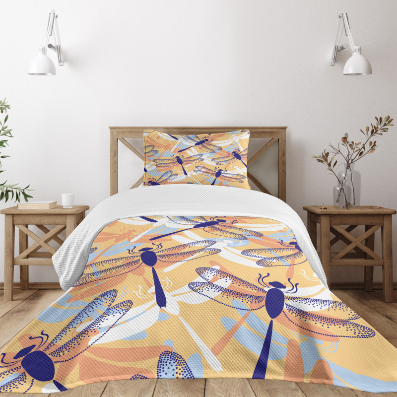 Dragonfly Pattern Boho Bedspread Set