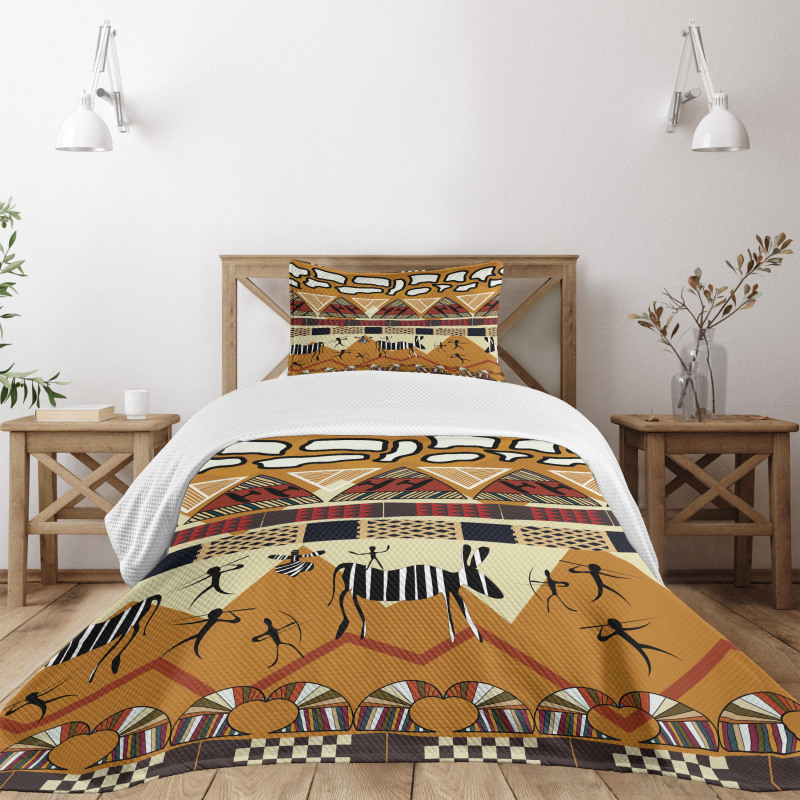 Hunt Zebra Tribe Ethnic Bedspread Set