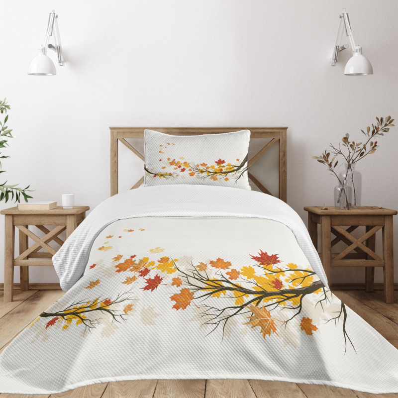 Seasonal Tree Branches Autumn Bedspread Set