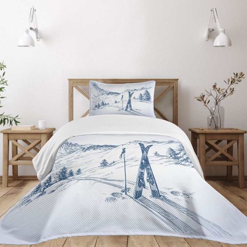 Ski Sport Mountain View Bedspread Set