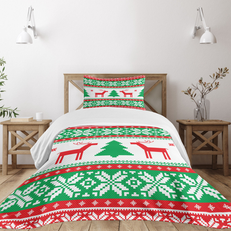 Holiday Season Deer Bedspread Set