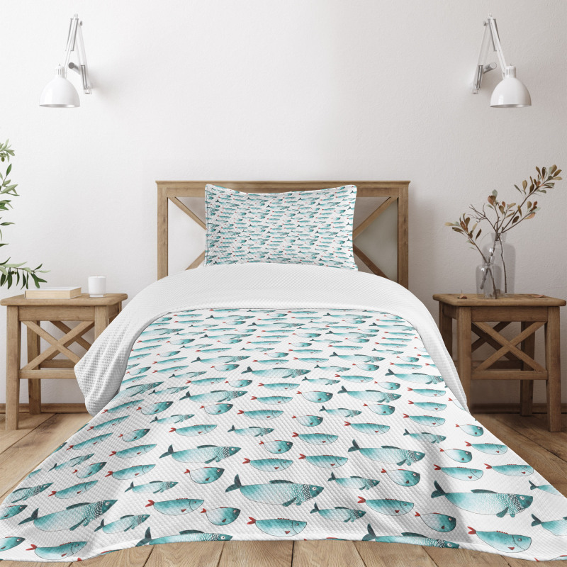 Watercolor Marine Animal Bedspread Set