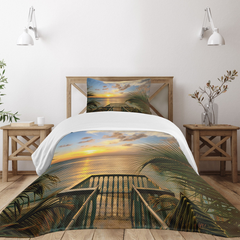 Palms Sunset Scenery Bedspread Set