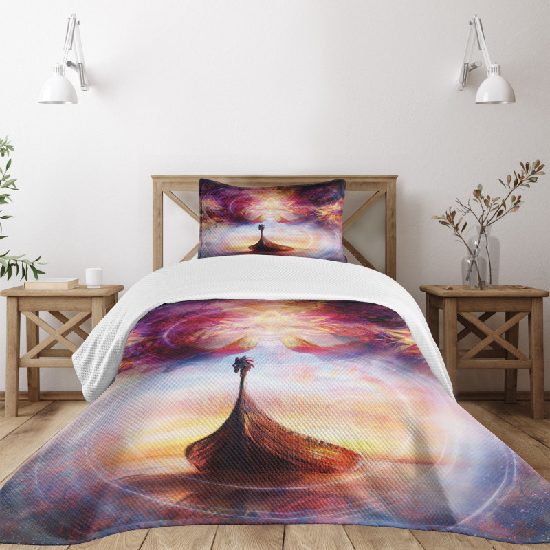 Dragon Head Boat Violet Bedspread Set