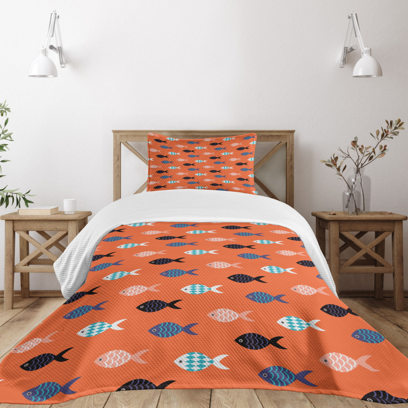 Colorful Fish Shoal Bedspread Set