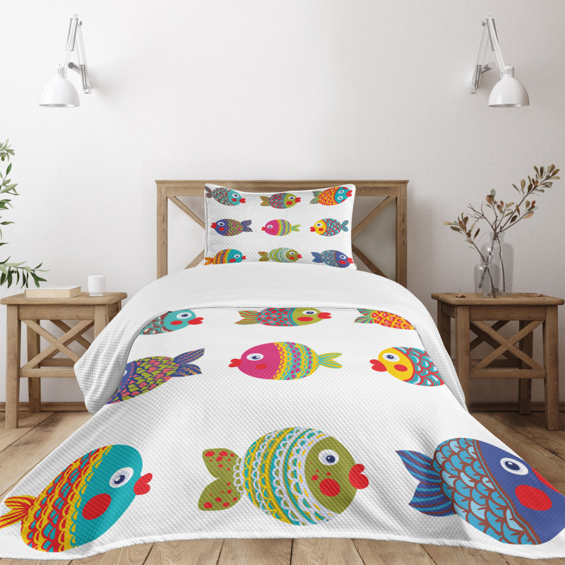 Cartoon Fish Bedspread Set