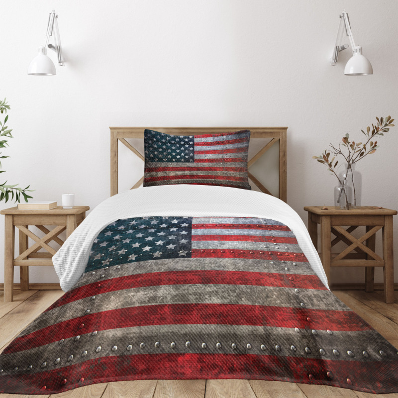 US Flag Plate Bedspread Set