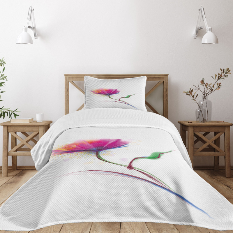 Watercolor Poppy Flower Bedspread Set