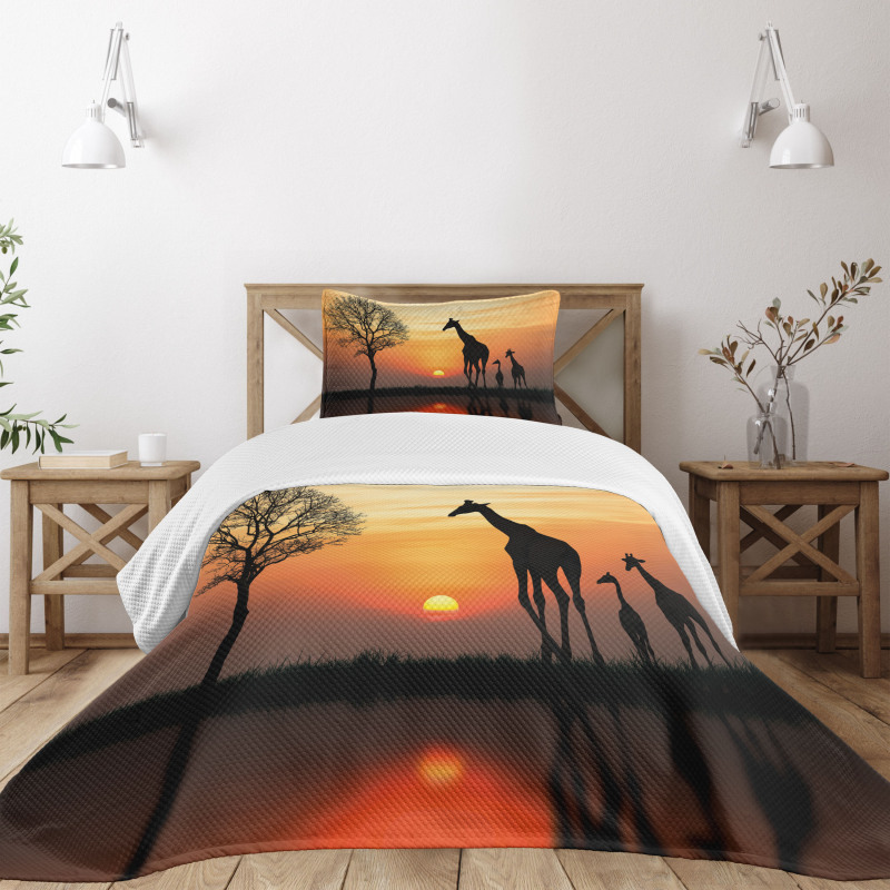 Giraffe in Wild Forest Bedspread Set
