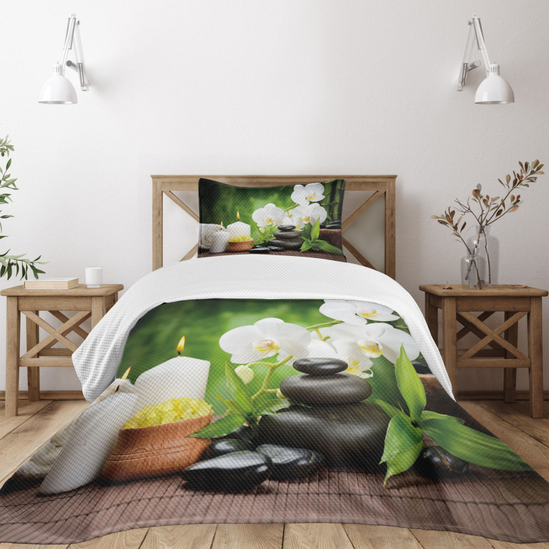 Stones and Orchids Bedspread Set