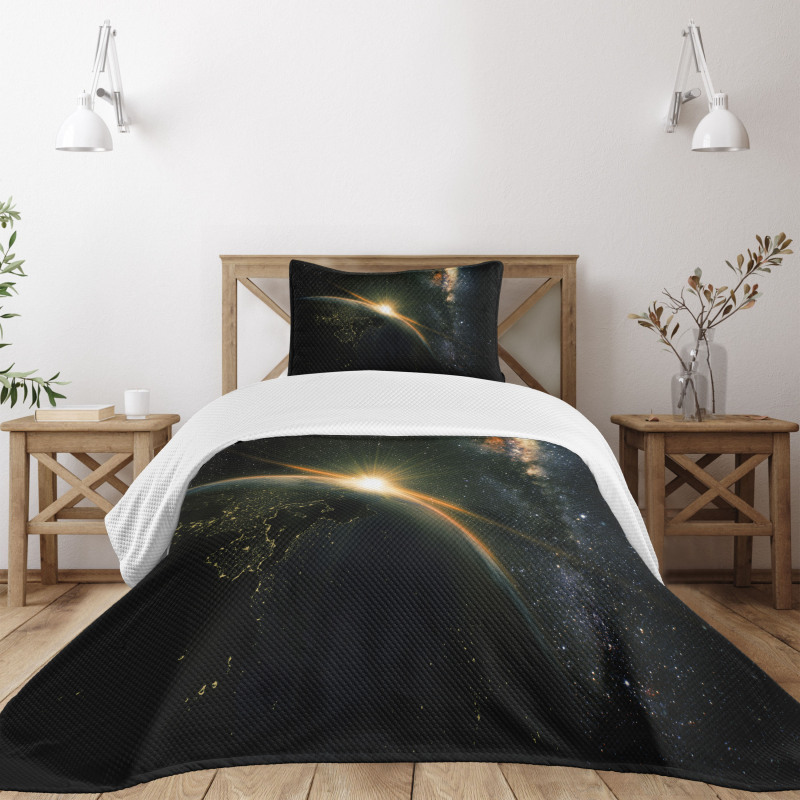 Sun Rising Above Earth Bedspread Set