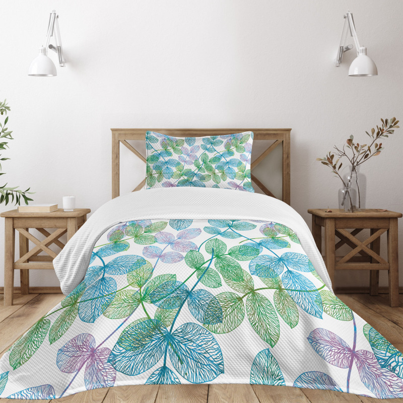 Flowers Leaves Ivy Ombre Bedspread Set