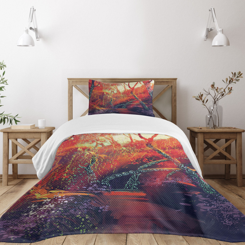 Autumn Fall Scenery Bedspread Set