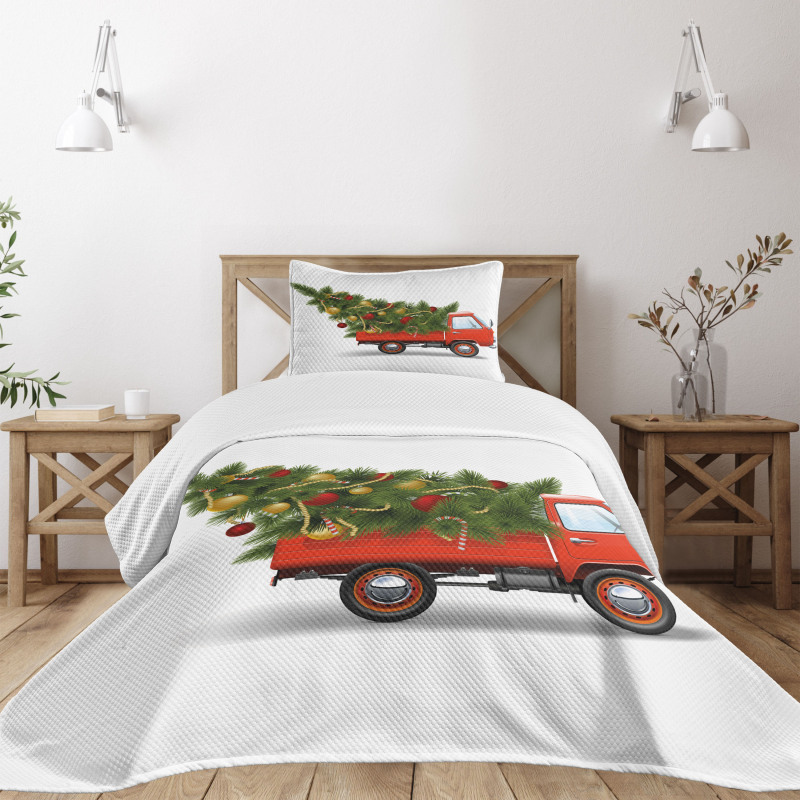 Xmas Truck and Tree Bedspread Set