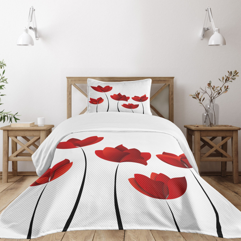 Vivid Rose Flower Petal Bedspread Set