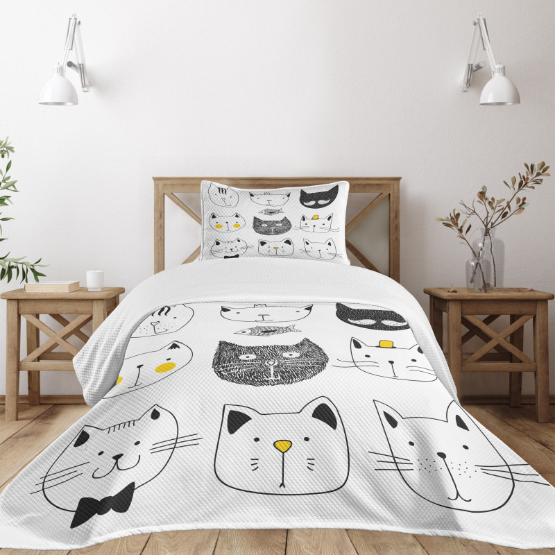 Cats with Fish Bedspread Set