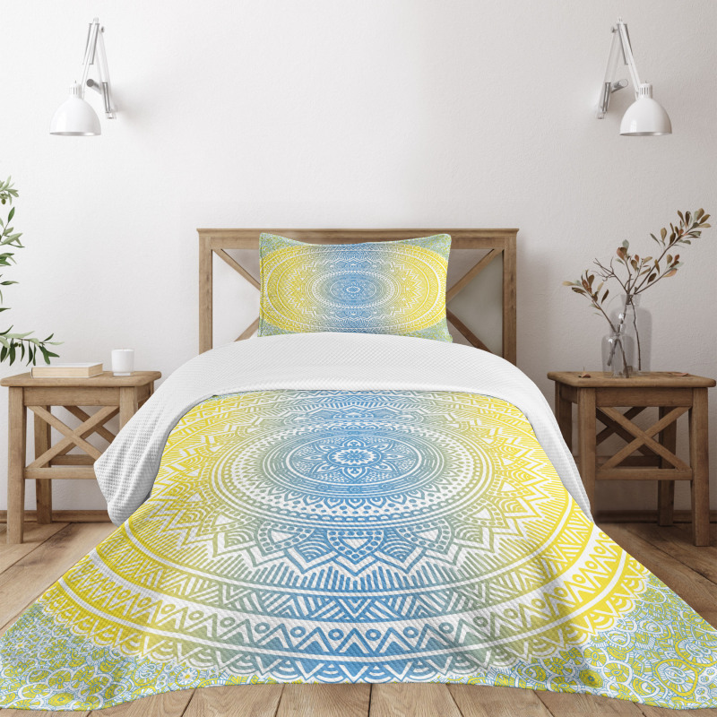 Blue Ombre Mandala Bedspread Set