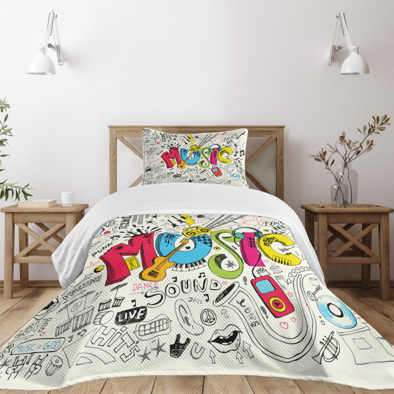 Pop Art Doodle Style Art Bedspread Set