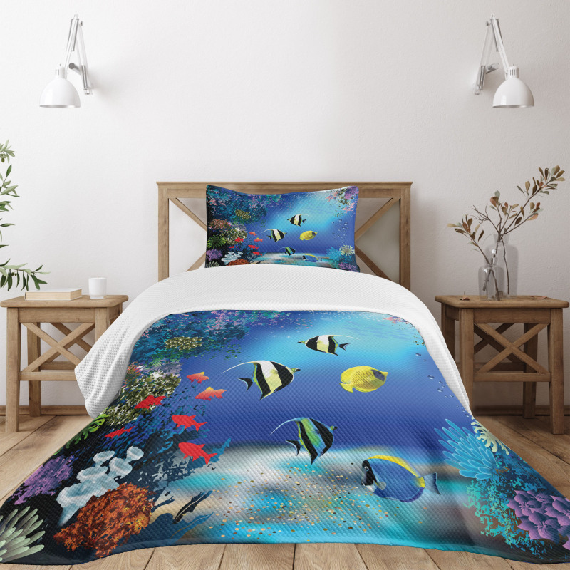 Ocean Coral Reefs Tropic Bedspread Set