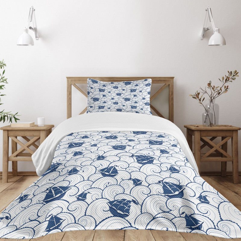 Boat on Ocean Journey Bedspread Set