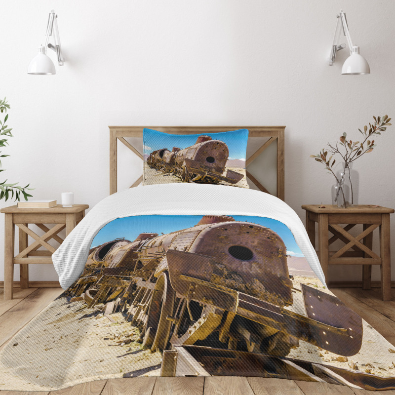 Steam Train Locomotive Bedspread Set