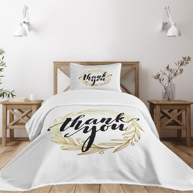 Thank You Words Leaves Bedspread Set