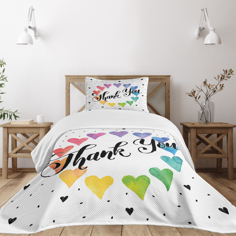 Thank You Words Color Bedspread Set