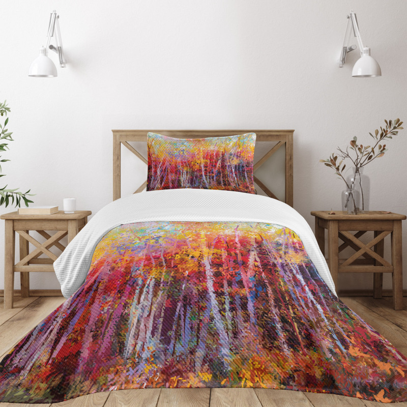 Autumn Forest Painting Bedspread Set