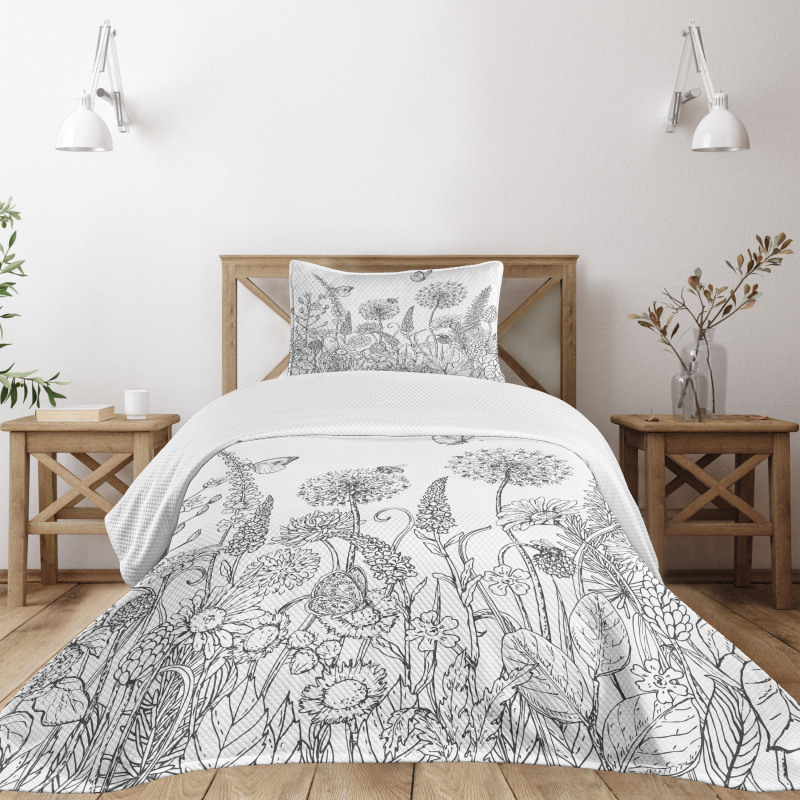 Flowers Garden Scenery Bedspread Set